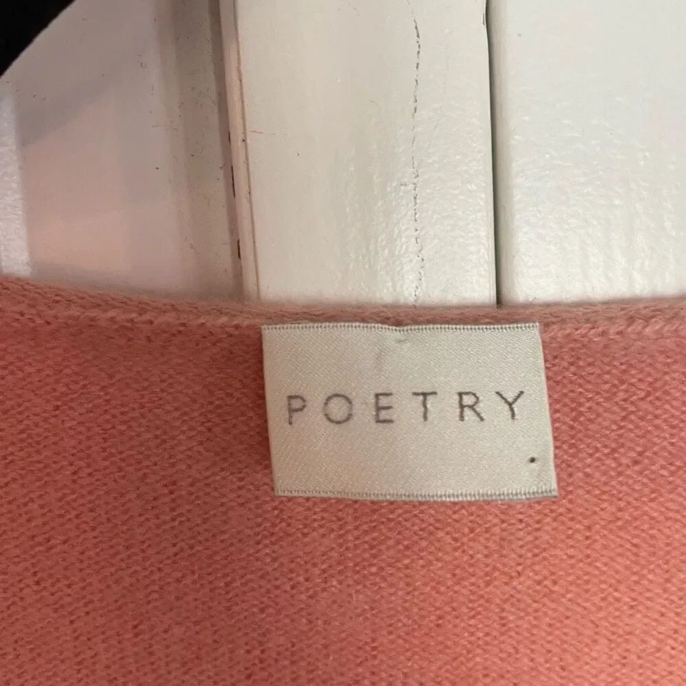 Poetry Nwt 100% Cashmere Orange Vneck Sweater *Flaw — image 4 of 8